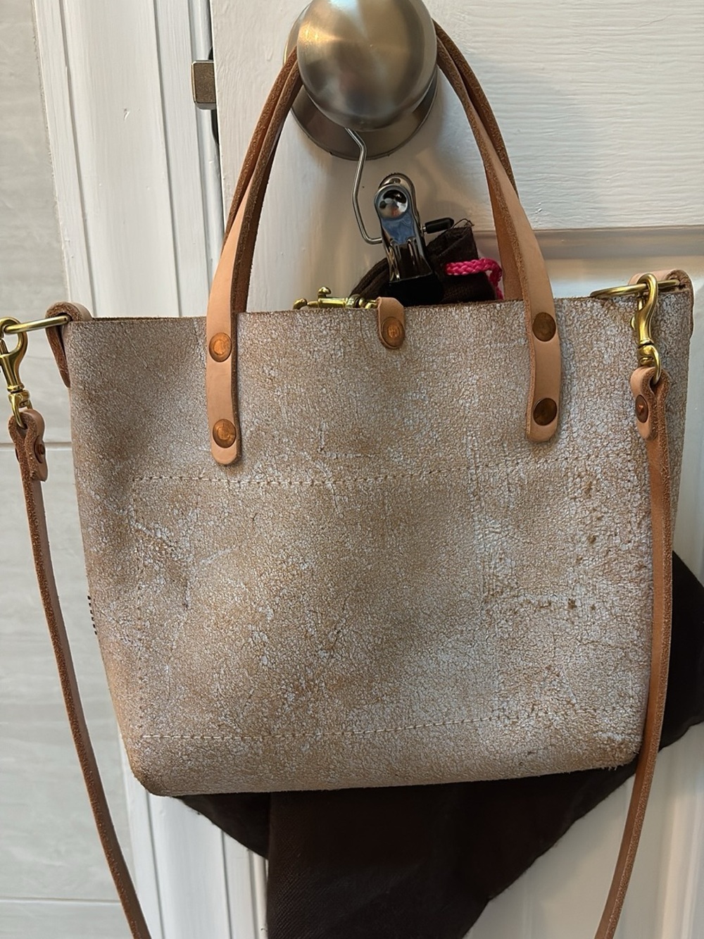 Meanwhile white leather birch mini tote - Picture 2 of 6